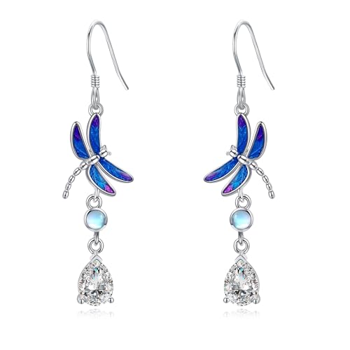 HUKKUN Libelle Ohrringe Sterling Silber Mondstein Libelle baumeln Ohrringe Libelle Schmuck Geschenke für Frauen HUKKUN Libelle Ohrringe Sterling Silber Mondstein Libelle baumeln Ohrringe Libelle Schmuck Geschenke für Frauen von HUKKUN