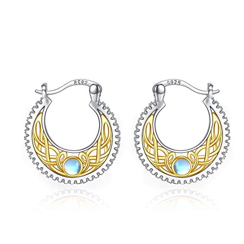 Mondstein Ohrringe Sterling Silber irischen keltischen Knoten Hoop-Ohrringe für Frauen Mondstein Schmuck Geschenke für Mädchen Mondstein Ohrringe Sterling Silber irischen keltischen Knoten Hoop-Ohrringe für Frauen Mondstein Schmuck Geschenke für Mädchen von HUKKUN