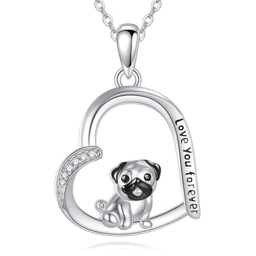 Mops Halskette aus Sterlingsilber Schmuck Geschenk für Frauen die Hunde lieben von HUKKUN
