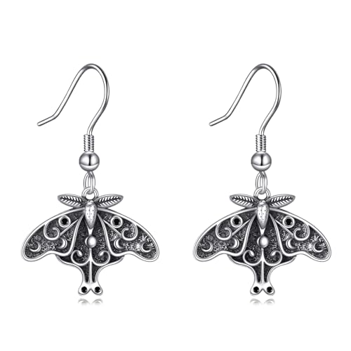 Mottenohrringe Sterling Silber Luna Moth Tropfenohrring für Frauen Gothic Mottenschmuck für Frauen von HUKKUN