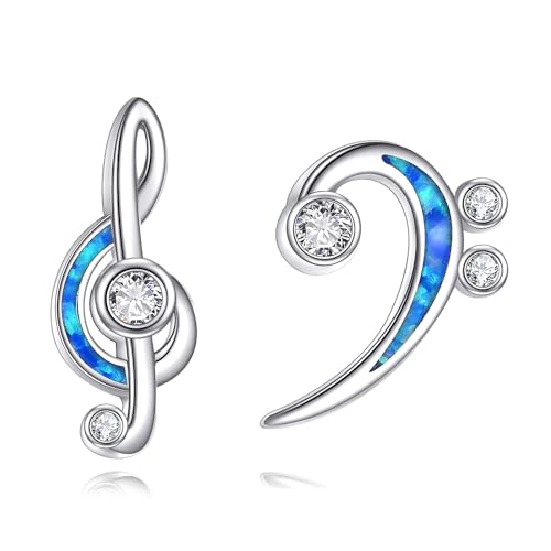 Musiknoten Ohrringe Ohrstecker Sterling Silber Musikalischer Violinschlüssel Ohrringe Schmuck Geschenk für Musikliebhaber Musikerin von HUKKUN
