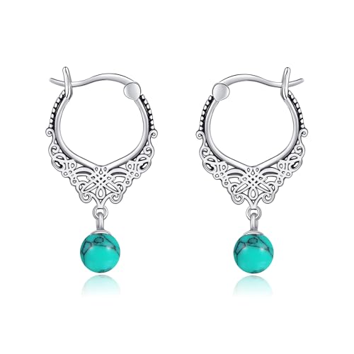 Ohrringe aus Türkis filigrane Creolen für Damen aus Sterlingsilber von HUKKUN