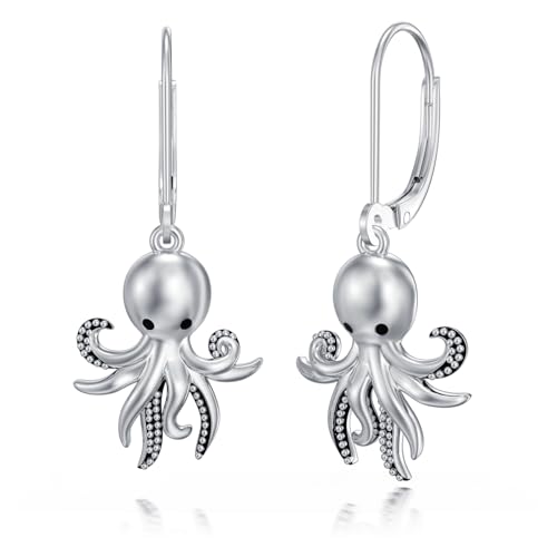 Oktopus Ohrringe Sterlingsilber Oktopus Ozean Anhänger Schmuck für Frauen von HUKKUN