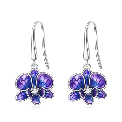 Orchideen Ohrringe Sterlingsilber Blumen Ohrringe Orchideenschmuck Geschenke für Frauen von HUKKUN