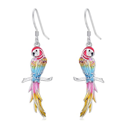 Papageien Ohrringe Sterlingsilber Papageien Vogel Ohrringe Ara Papagei Schmuck Geschenke für Damen von HUKKUN
