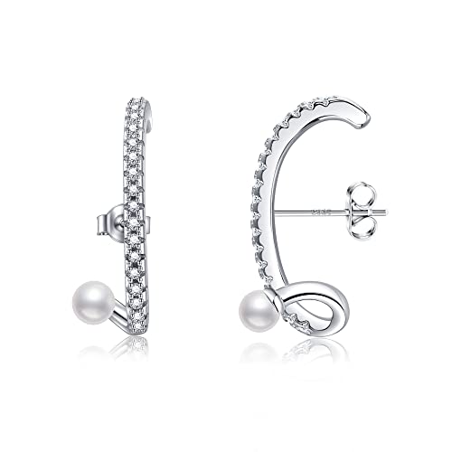 Perlenohrstecker für Frauen Sterling Silber Perlenohrring Ohrstecker von HUKKUN