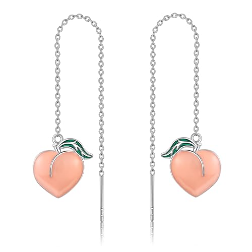 Pfirsich Ohrringe Sterling silber Pfirsich Einfädler Ohrringe Obst schmuck für Frauen Pfirsich Ohrringe Sterling silber Pfirsich Einfädler Ohrringe Obst schmuck für Frauen von HUKKUN