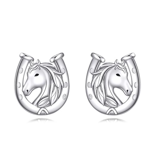 Pferdeohrringe Sterling Silber Hufeisenohrring für Frauen Western Reitsport Schmuck Geschenke von HUKKUN