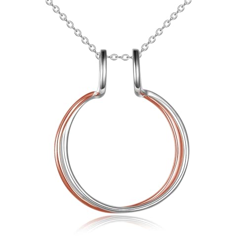 Ring Halter Kette Sterling Silber Rose Gold Hufeisen Halskette Verlobungsring Halter Halskette Hufeisen Schmuck Geschenk für Frauen von HUKKUN
