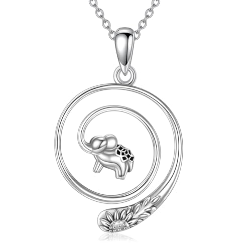Ringhalter Halskette Sterlingsilber Elefantenmotiv Hochzeits und Verlobungsringhalter für Frauen Geburtstagsgeschenk für die Ehefrau von HUKKUN