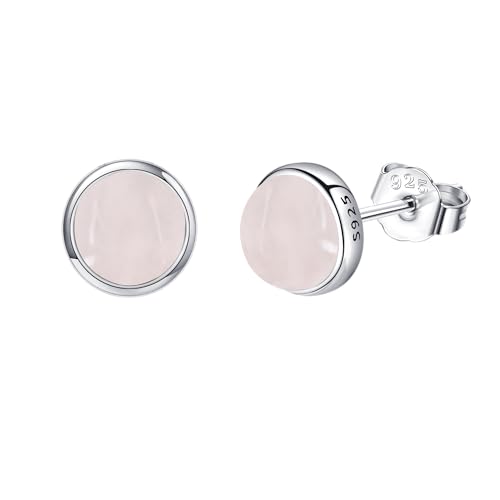 Rosenquarz Ohrringe Sterling Silber natürlicher Rosa Edelstein Ohrstecker für Frauen Rosenquarz Schmuck Geschenk für Frauen von HUKKUN