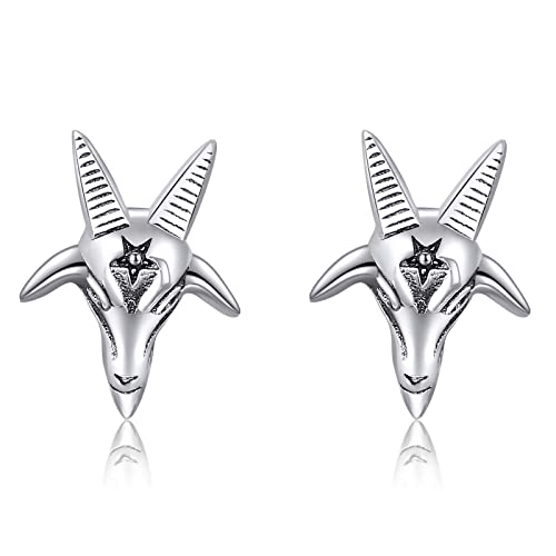 Satanische Ohrringe Sterling Silber Upside Down Pentagramm Ohrringe für Frauen Satanischer Schmuck Geschenk für Männer von HUKKUN