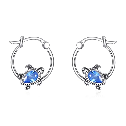 Schildkröten Creolen für Frauen Sterling Silber Blaue Meeresschildkröten Ohrringe Ozean Tier Schmuck Geschenk für Frauen Schildkröten Creolen für Frauen Sterling Silber Blaue Meeresschildkröten Ohrringe Ozean Tier Schmuck Geschenk für Frauen von HUKKUN