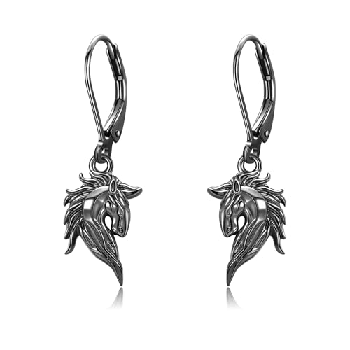 Schwarze Pferd Hängeohrringe aus Sterlingsilber - Pferdeschmuck-Geschenk für Frauen. Schwarze Pferd Hängeohrringe aus Sterlingsilber - Pferdeschmuck-Geschenk für Frauen. von HUKKUN