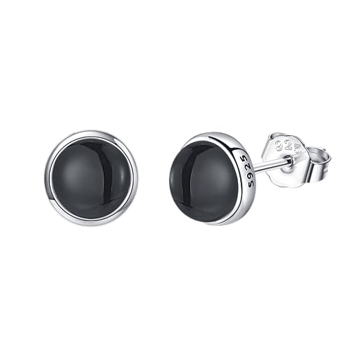 Schwarzer Onyx Ohrringe Sterling Silber Onyx Schmuck für Frauen von HUKKUN