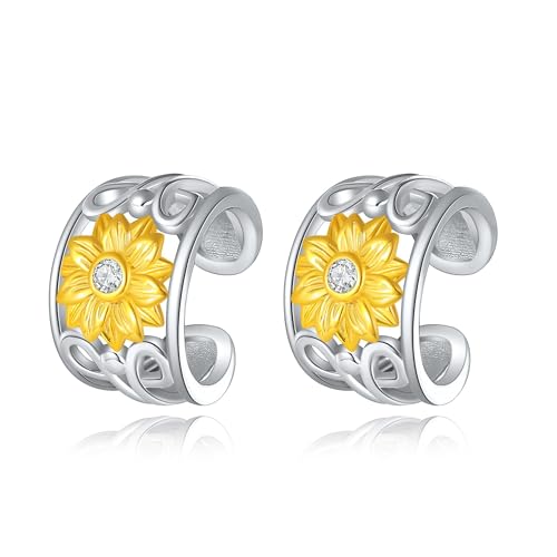 Sonnenblume Ohr Manschette Ohrringe für Non Piercing Sterling Silber Gold Sonnenschein Knorpel Ohr Manschetten für Frauen Sonnenblume Schmuck für Frauen von HUKKUN