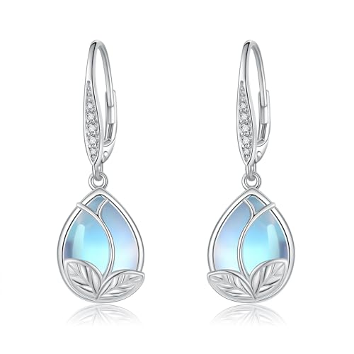 Tulpen Ohrringe Silber 925 Damen Tulip Ohrhänger Tulpen Schmuck Geschenke für Frauen und Mädchen von HUKKUN