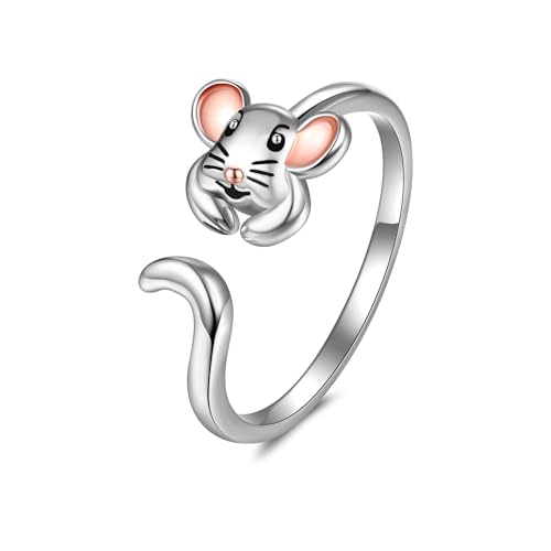 Verstellbarer Maus Ring 925 Sterling Silber Maus Wrap Ring Rattenschmuck für Frauen Verstellbarer Maus Ring 925 Sterling Silber Maus Wrap Ring Rattenschmuck für Frauen von HUKKUN
