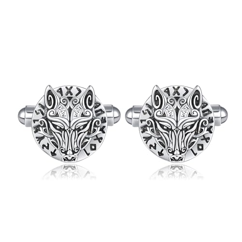 Wolf Manschettenknöpfe für Männer Sterling Silber Wikinger Manschettenknöpfe für Männer Wolf Manschettenknöpfe für Männer Sterling Silber Wikinger Manschettenknöpfe für Männer von HUKKUN