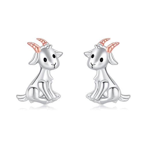 Ziege Ohrringe Ohrstecker Sterling Silber Ziege Ohrringe Netter Tierschmuck für Frauen Ziege Geschenk für Ziegenliebhaber von HUKKUN