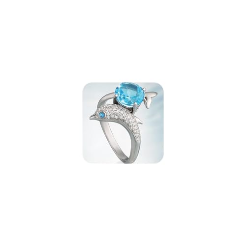 Eleganter Delfinförmiger blauer Zirkonia-Ring – funkelnder Damenschmuck mit einem atemberaubenden Ozean-inspirierten Design, Größe 6 Eleganter Delfinförmiger blauer Zirkonia-Ring – funkelnder Damenschmuck mit einem atemberaubenden Ozean-inspirierten Design, Größe 6 von HUKQBUNX