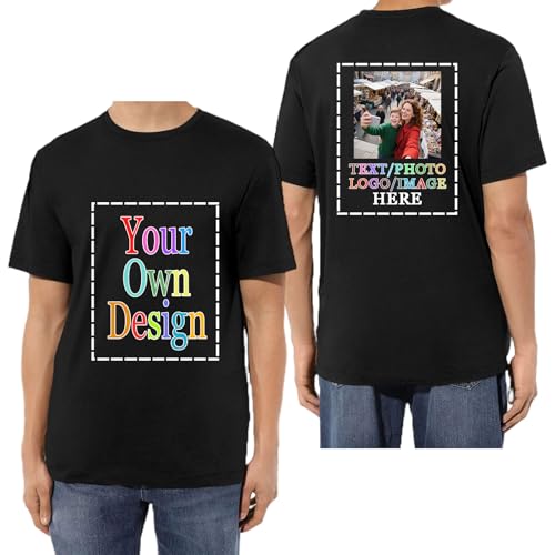 HUKQWX Individuelle T-Shirts für Damen und Herren – Gestalten Sie Ihr eigenes Shirt mit Text Personalisiertes T-Shirt mit Fototext und Logo,Fotodruck auf Vorder- und Rückseite HUKQWX Individuelle T-Shirts für Damen und Herren – Gestalten Sie Ihr eigenes Shirt mit Text Personalisiertes T-Shirt mit Fototext und Logo,Fotodruck auf Vorder- und Rückseite von HUKQWX