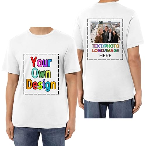 HUKQWX Personalisiertes T-Shirt selbst gestalten mit Vorder- und Rückendruck, T-Shirt mit eigenem Foto Text Logo Name selbst gestalten, Bedrucken Lassen Foto-Geschenke HUKQWX Personalisiertes T-Shirt selbst gestalten mit Vorder- und Rückendruck, T-Shirt mit eigenem Foto Text Logo Name selbst gestalten, Bedrucken Lassen Foto-Geschenke von HUKQWX