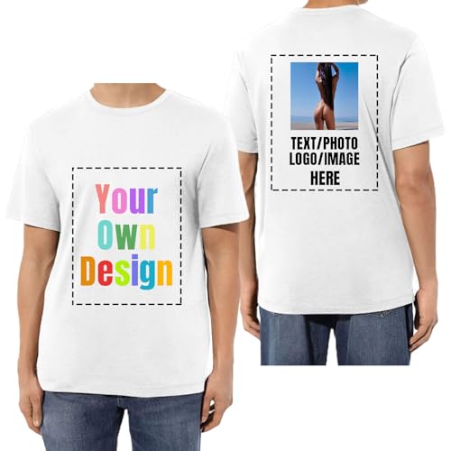 HUKQWX Tshirt Bedrucken - Personalisiertes T-Shirt selbst gestalten mit Vorder- und Rückendruck, Custom Tshirt für Männer und Frauen, T-Shirt mit eigenem Foto Text Logo Name selbst gestalten HUKQWX Tshirt Bedrucken - Personalisiertes T-Shirt selbst gestalten mit Vorder- und Rückendruck, Custom Tshirt für Männer und Frauen, T-Shirt mit eigenem Foto Text Logo Name selbst gestalten von HUKQWX