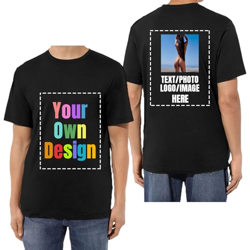 HUKQWX Tshirt Bedrucken - Personalisiertes T-Shirt selbst gestalten mit Vorder- und Rückendruck, Custom Tshirt für Männer und Frauen, T-Shirt mit eigenem Foto Text Logo Name selbst gestalten HUKQWX Tshirt Bedrucken - Personalisiertes T-Shirt selbst gestalten mit Vorder- und Rückendruck, Custom Tshirt für Männer und Frauen, T-Shirt mit eigenem Foto Text Logo Name selbst gestalten von HUKQWX