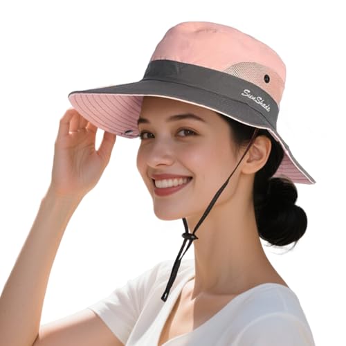 HUKUMA Sonnenhut Herren,Sonnenschutz Kopf Damen,Outdoor Safari Hut,Sommerhut Anglerhut Herren,Outdoor Sommer Wanderhut UV,Faltbar Fischerhut,Breite Krempe Campinghut,Boonie Hat für Camping & Trekking von HUKUMA