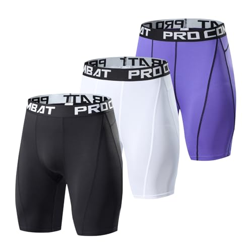 3er Pack Herren Kompressionsshorts - Baselayer Sport Unterhosen Funktionsunterwäsche Tight Kompressionshose Kurz Laufunterwäsche Radlerhose (XL,Mixed-05) von HULG