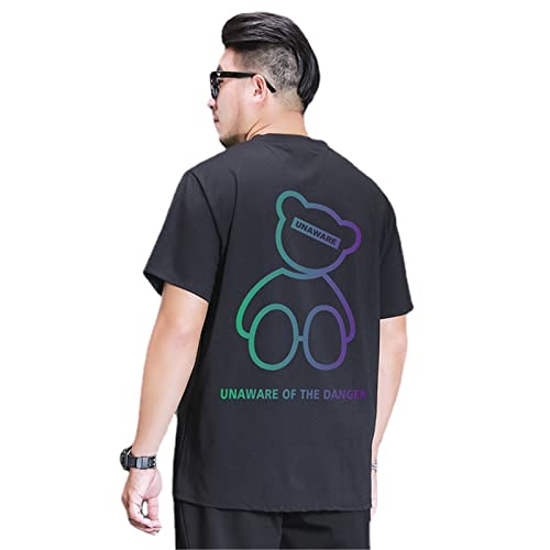 Fashion T-Shirt Für Männer Mit Übergröße Bauchumfang,Herren RundhalsBasic 1 Stück Tshirt Übergrößen XL - 7XL, Herren Baumwoll-T-Shirt, Erhältlich In über 20 Farben (Color-04,7XL) von HULG