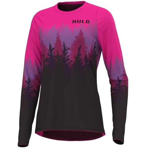 HULG Fahrradtrikot Damen,Fahrradtrikot,Damen-Mountainbike-Trikot,langärmelig,Offroad-Fahrrad, Atmungsaktiv,feuchtigkeitsableitend (M,Style-04) von HULG