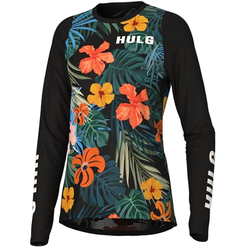 HULG Fahrradtrikot Damen,Fahrradtrikot,Damen-Mountainbike-Trikot,langärmelig,Offroad-Fahrrad, Atmungsaktiv,feuchtigkeitsableitend (M,Style-05) von HULG