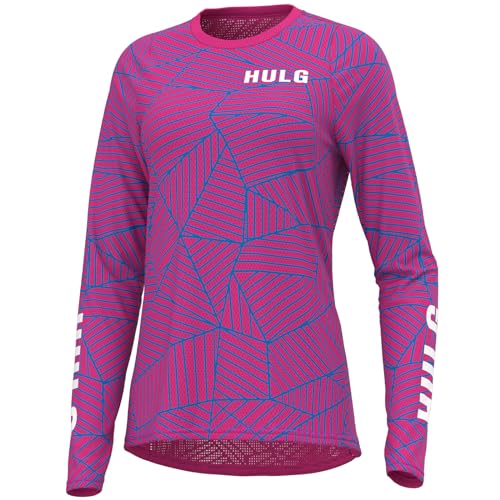 HULG Fahrradtrikot Damen,Fahrradtrikot,Damen-Mountainbike-Trikot,langärmelig,Offroad-Fahrrad, Atmungsaktiv,feuchtigkeitsableitend (M,Style-09) von HULG