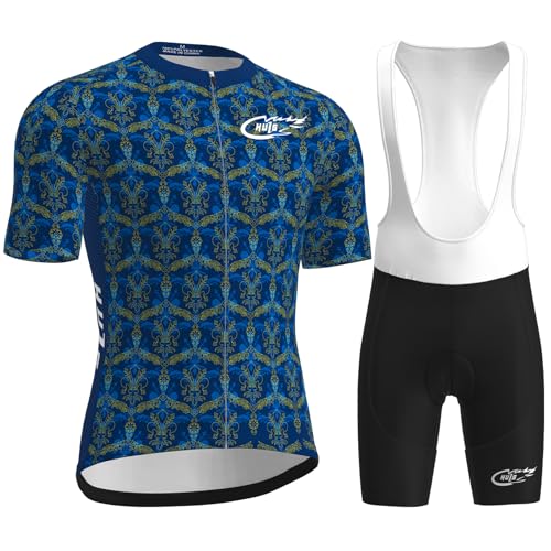 HULG Radtrikot Herren,rennrad Trikot Herren,kurzärmliger Einteiliger Body Für Fahrradtraining, Rennrad-Oberteil, Radfahrerbekleidung,fahrradtrikot-set (Color-01-A,XL) von HULG