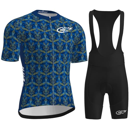 HULG Radtrikot Herren,rennrad Trikot Herren,kurzärmliger Einteiliger Body Für Fahrradtraining, Rennrad-Oberteil, Radfahrerbekleidung,fahrradtrikot-set (Color-01-B,XL) von HULG