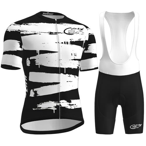 HULG Radtrikot Herren,rennrad Trikot Herren,kurzärmliger Einteiliger Body Für Fahrradtraining, Rennrad-Oberteil, Radfahrerbekleidung,fahrradtrikot-set (Color-06-A,XL) von HULG