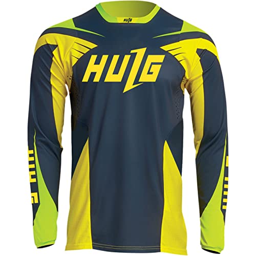 Herren Mountainbike MTB Top Langarm Atmungsaktiv Bequem Weich Feuchtigkeitstransport Radtrikot (Green,L) von HULG