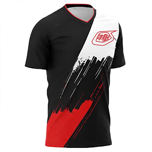 Herren Radtrikot Fahrradtrikot Kurzarm, Fahrradbekleidung Fahrrad Trikot T Shirt Für Männer, Atmungsaktive Cycling Jersey Schnell Trocknen Radsport Bekleidung MTB BMX (Color-04,3XL) von HULG