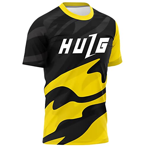 Herren Radtrikot Fahrradtrikot Kurzarm, Fahrradbekleidung Fahrrad Trikot T Shirt Für Männer, Atmungsaktive Cycling Jersey Schnell Trocknen Radsport Bekleidung MTB BMX (Color-06,XL) von HULG