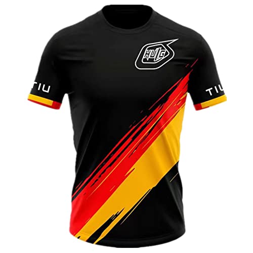 Herren Radtrikot Fahrradtrikot Kurzarm, Fahrradbekleidung Fahrrad Trikot T Shirt Für Männer, Atmungsaktive Cycling Jersey Schnell Trocknen Radsport Bekleidung MTB BMX (Color-10,4XL) von HULG