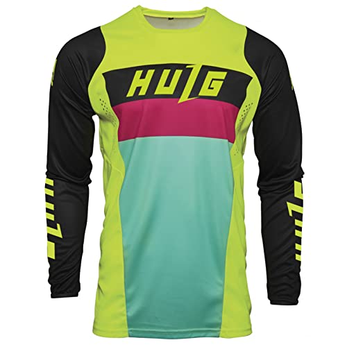 Herren-Radtrikots, T-Shirt,Fahhradtrikot MTB Rennrad Trikot,Motocross-Jersey Langarm | MX Enduro | Atmungsaktiv | (Style-07,L) von HULG
