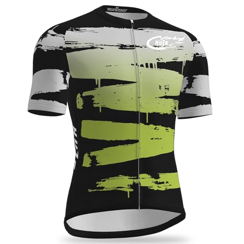 Kurzarm Radtrikot Herren Elastische Atmungsaktive T-Shirt Jersey Funktionsshirt Schnell Trocknen Stoff Fahrradtrikot für Radsport Outdoor Sport (Color-02,XL) von HULG