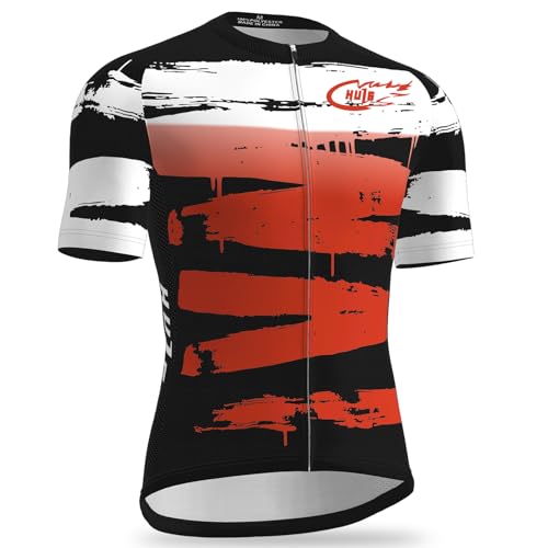 Kurzarm Radtrikot Herren Elastische Atmungsaktive T-Shirt Jersey Funktionsshirt Schnell Trocknen Stoff Fahrradtrikot für Radsport Outdoor Sport (Color-03,L) von HULG