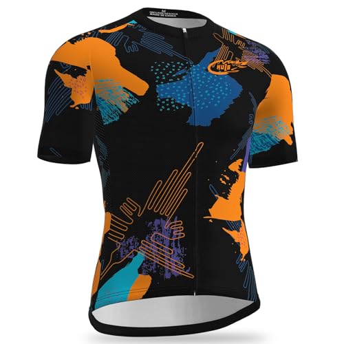 Kurzarm Radtrikot Herren Elastische Atmungsaktive T-Shirt Jersey Funktionsshirt Schnell Trocknen Stoff Fahrradtrikot für Radsport Outdoor Sport (Color-05,L) von HULG