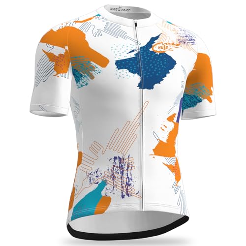 Kurzarm Radtrikot Herren Elastische Atmungsaktive T-Shirt Jersey Funktionsshirt Schnell Trocknen Stoff Fahrradtrikot für Radsport Outdoor Sport (Color-06,XXL) von HULG