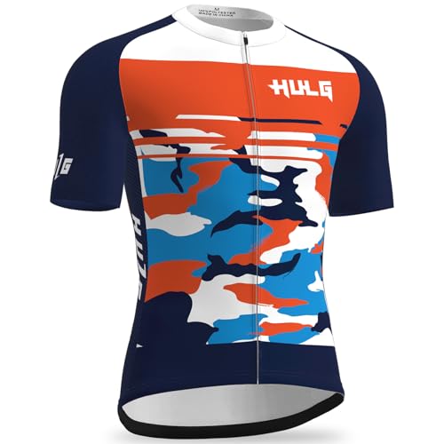 Kurzarm Radtrikot Herren Elastische Atmungsaktive T-Shirt Jersey Funktionsshirt Schnell Trocknen Stoff Fahrradtrikot für Radsport Outdoor Sport (Color-10,XXL) von HULG