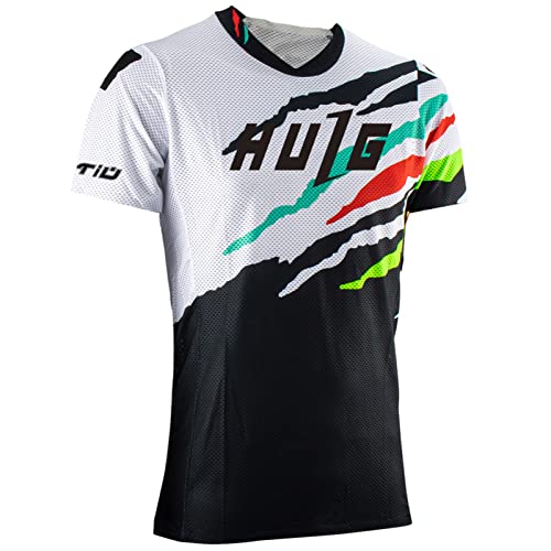 MTB-Trikot Für Herren, Kurzarm, Downhill-Trikot, Herren-Fahrradbekleidung, Radsport-/Motocross-Bekleidung, Mountainbike-Shirt, Weiche Textur, Feuchtigkeitstransport, MTB BMX (style-07,5XL) von HULG