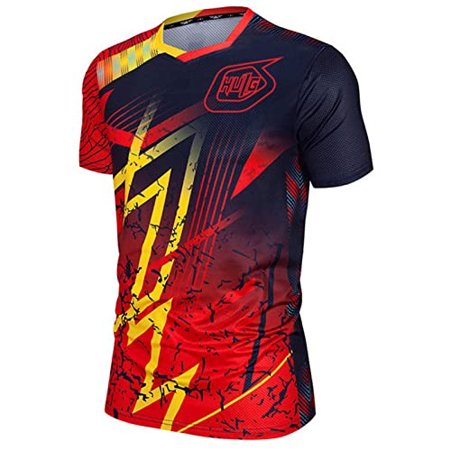 Men's MTB T-Shirts| MTB Mountainbike 100% Hochwertiges Polyestergewebe | Atmungsaktives Material, Schnell Trocknend, Antibakteriell (Color-04,XS) von HULG